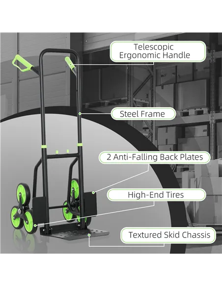 DURHAND Six-Wheel Folding  Sack Barrow Trolley - Black/Green