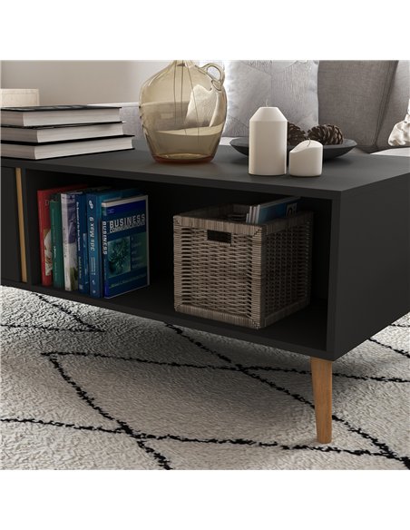HOMCOM Coffee Table for Living Room, Modern Centre Table with Storage Compartments and Cabinets, Rectangular Side Table, 115x 58