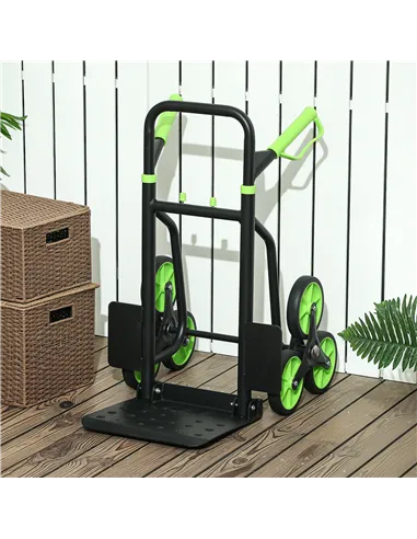 DURHAND Six-Wheel Folding  Sack Barrow Trolley - Black/Green