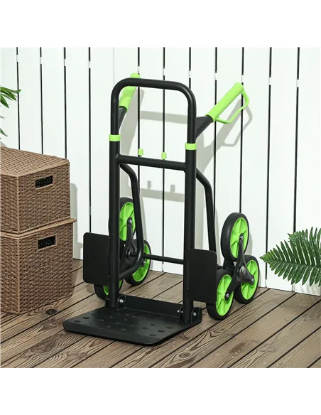 DURHAND Six-Wheel Folding  Sack Barrow Trolley - Black/Green