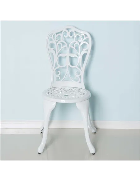 Outsunny 3 Pieces Antique Garden Bistro Set for 2, Cast Aluminium Garden Furniture Set with Umbrella Hole, White