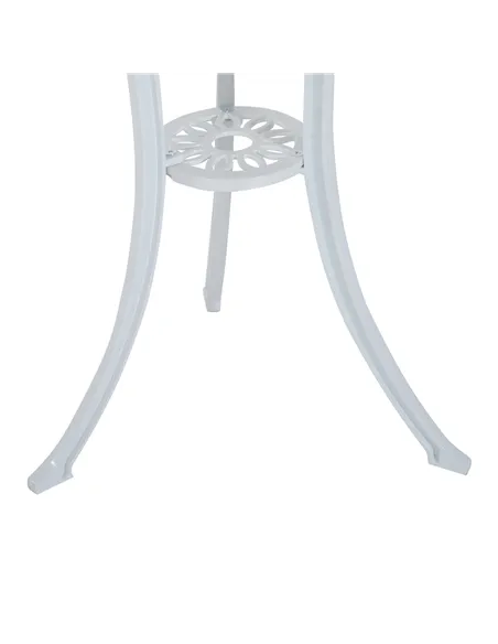 Outsunny 3 Pieces Antique Garden Bistro Set for 2, Cast Aluminium Garden Furniture Set with Umbrella Hole, White