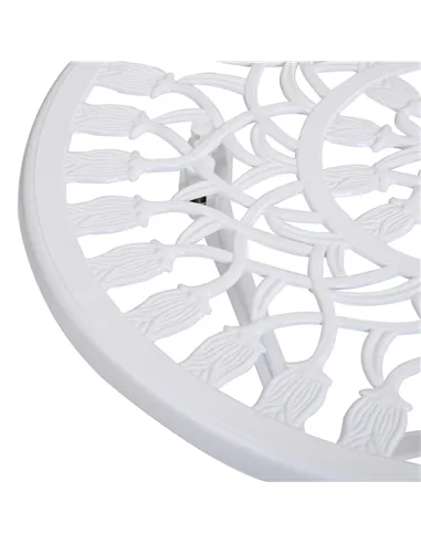 Outsunny 3 Piece Patio Bistro Set for 2, Outdoor Aluminium Garden Table and Chairs with Umbrella Hole for Balcony, White