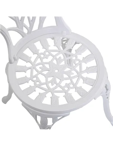 Outsunny 3 Piece Patio Bistro Set for 2, Outdoor Aluminium Garden Table and Chairs with Umbrella Hole for Balcony, White