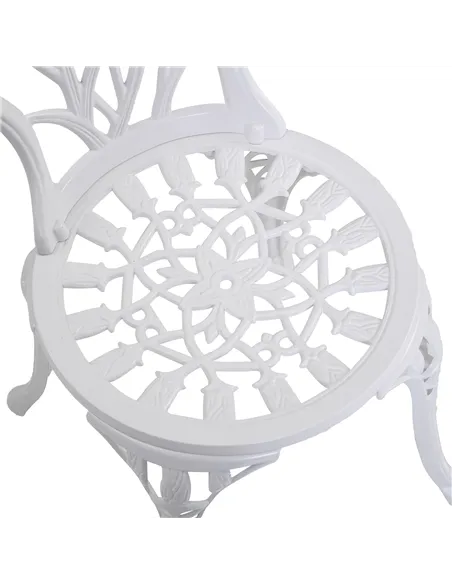 Outsunny 3 Piece Patio Bistro Set for 2, Outdoor Aluminium Garden Table and Chairs with Umbrella Hole for Balcony, White