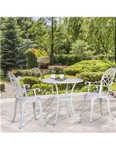 Outsunny Three-Piece Elegant Aluminium Garden Set - White 2