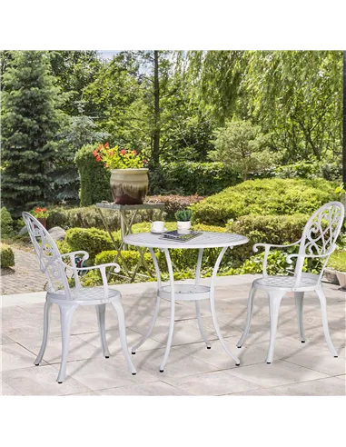 Outsunny Three-Piece Elegant Aluminium Garden Set - White