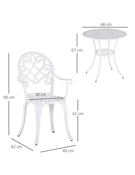 Outsunny Three-Piece Elegant Aluminium Garden Set - White