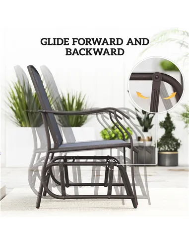 Outsunny Glider Rocking Chair & Table Set 2 Single Seaters Rocker Garden Swing Chair Patio Furniture Bistro Set Grey