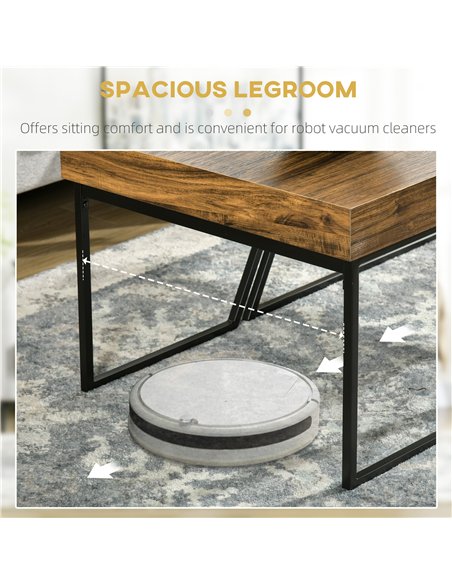 HOMCOM Coffee Table Set of 2, Industrial Nesting Table with Steel Frame and 8cm Thick Tabletop, Sofa Side End Table for Living R
