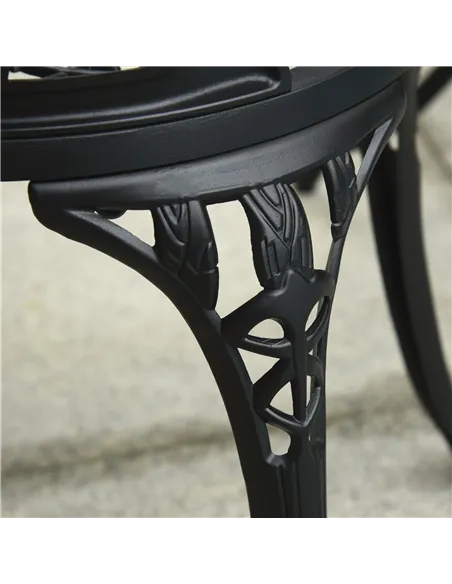 Outsunny Three-Piece Aluminium Floral Bistro Garden Set - Black