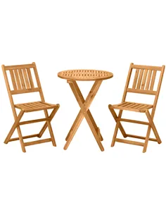 Outsunny 3 Piece Folding Bistro Set, Wooden Garden Table and Chairs for Outdoor, Patio, Yard, Porch, Teak