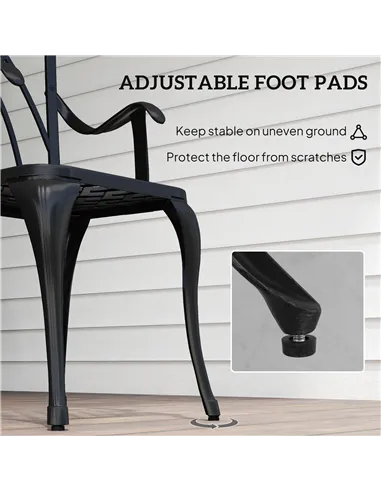 Outsunny 3 Pieces Garden Dining Set for 2, Cast Aluminium Outdoor Dining Set with 2 Armchairs and Round Dining Table with Paraso