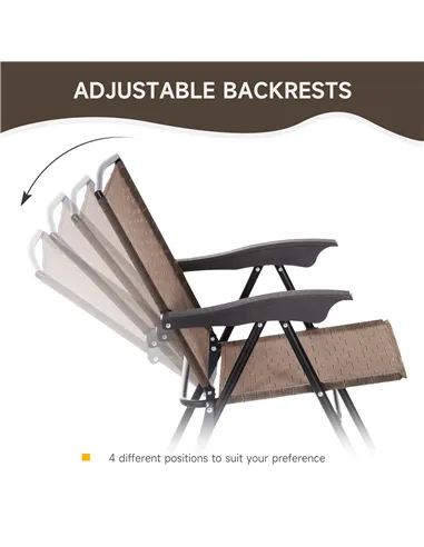 Outsunny 3 Piece Outdoor Bistro Set, Patio Conversation Furniture Set with 2 Folding Backrest Adjustable Armchairs and Glass Top