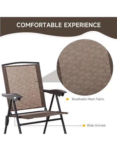 Outsunny 3 Piece Outdoor Bistro Set, Patio Conversation Furniture Set with 2 Folding Backrest Adjustable Armchairs and Glass Top