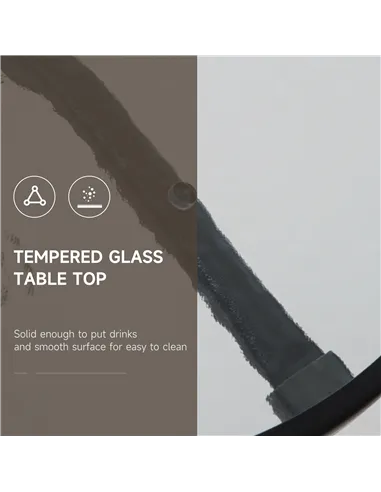 Outsunny 3 Piece Outdoor Bistro Set, Patio Conversation Furniture Set with 2 Folding Backrest Adjustable Armchairs and Glass Top