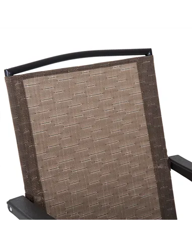 Outsunny 3 Piece Outdoor Bistro Set, Patio Conversation Furniture Set with 2 Folding Backrest Adjustable Armchairs and Glass Top