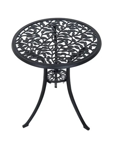 Outsunny 3 Pcs Aluminium Bistro Set Garden Furniture Dining Table Chairs Antique Outdoor Seat Patio Seater Black