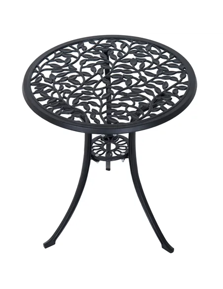 Outsunny 3 Pcs Aluminium Bistro Set Garden Furniture Dining Table Chairs Antique Outdoor Seat Patio Seater Black