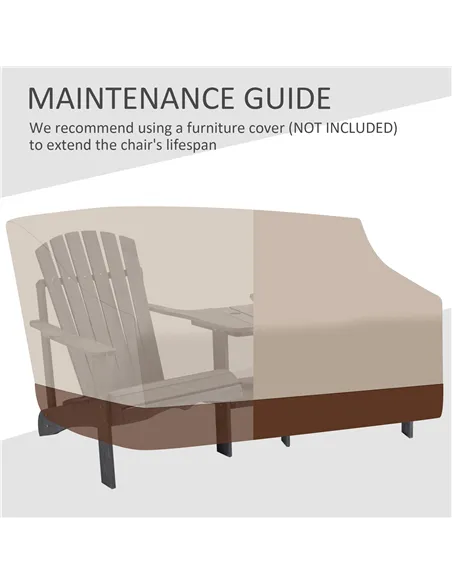 Outsunny Wooden Outdoor Double Adirondack Chairs Loveseat w/ Centre Table and Umbrella Hole, Garden Patio Furniture for Lounging