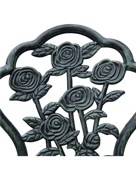 Outsunny Cast Aluminium Outdoor Patio Garden Bistro Elegant Design Table Chair Set - Green (3-Piece)