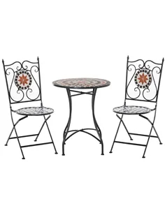 Outsunny Three-Piece Mosaic Bistro Table Set - Multicoloured