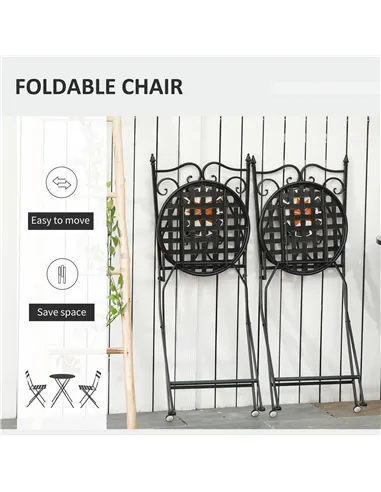 Outsunny Three-Piece Mosaic Bistro Table Set - Multicoloured