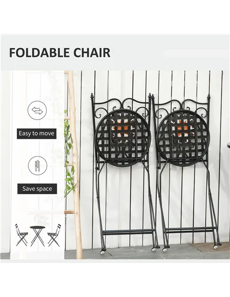 Outsunny Three-Piece Mosaic Bistro Table Set - Multicoloured