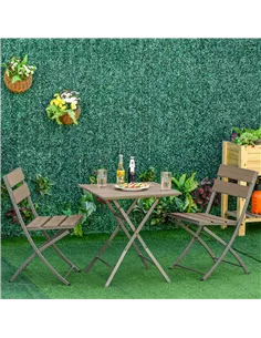 Outsunny 3 Piece Foldable Garden Bistro Set Patio Furniture Set with Table and 2 Chairs for Conservatory Balcony Terrace, Grey 2
