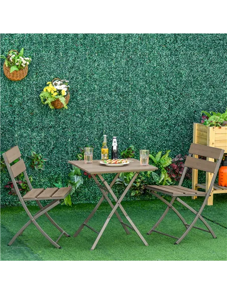 Outsunny 3 Piece Foldable Garden Bistro Set Patio Furniture Set with Table and 2 Chairs for Conservatory Balcony Terrace, Grey