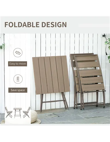 Outsunny 3 Piece Foldable Garden Bistro Set Patio Furniture Set with Table and 2 Chairs for Conservatory Balcony Terrace, Grey