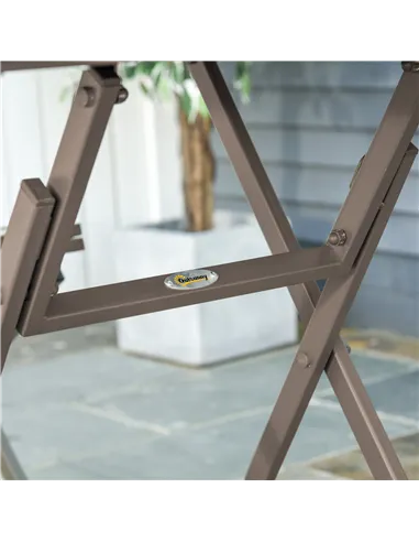 Outsunny 3 Piece Foldable Garden Bistro Set Patio Furniture Set with Table and 2 Chairs for Conservatory Balcony Terrace, Grey