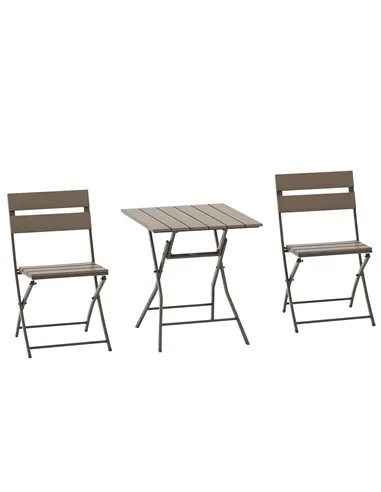 Outsunny 3 Piece Foldable Garden Bistro Set Patio Furniture Set with Table and 2 Chairs for Conservatory Balcony Terrace, Grey
