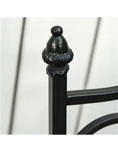 Outsunny 3 Pcs Mosaic Tile Garden Bistro Set Outdoor Seating w/ Table 2 Folding Chairs Set Metal Frame Elegant Scrolling Indoor 