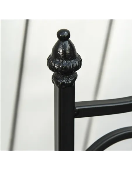 Outsunny 3 Pcs Mosaic Tile Garden Bistro Set Outdoor Seating w/ Table 2 Folding Chairs Set Metal Frame Elegant Scrolling Indoor 