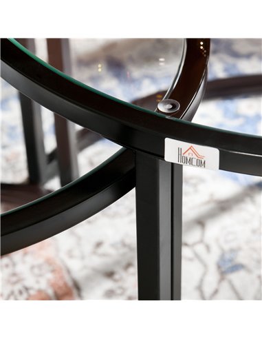 HOMCOM Two-Piece Nest of Glass-Top Coffee Tables