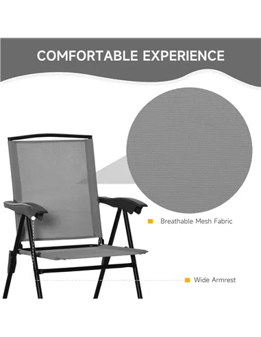 Outsunny 3 Piece Outdoor Bistro Set, Patio Conversation Furniture Set with 2 Folding Backrest Adjustable Armchairs and Glass Top