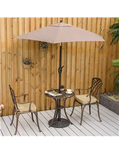 Outsunny 3pc Cast Aluminium Garden Bistro Set for 2 with Parasol Hole, Outdoor Coffee Table Set Rust Resistant with Cushions, Br 2