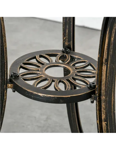 Outsunny 3pc Cast Aluminium Garden Bistro Set for 2 with Parasol Hole, Outdoor Coffee Table Set Rust Resistant with Cushions, Br