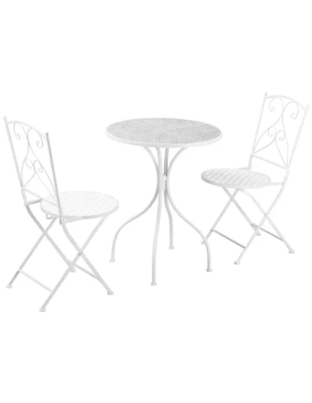 Outsunny Three-Piece Metal Bistro Set - White