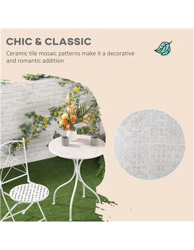 Outsunny Three-Piece Metal Bistro Set - White