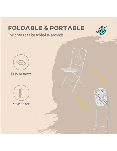 Outsunny Three-Piece Metal Bistro Set - White