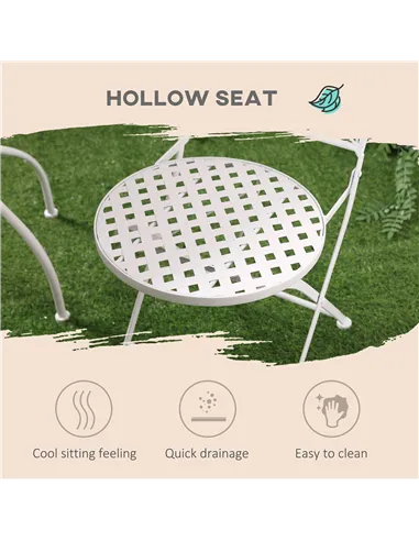 Outsunny Three-Piece Metal Bistro Set - White