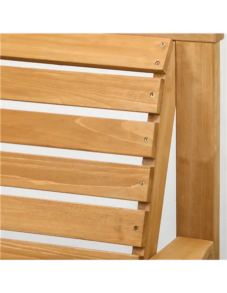 Outsunny Wooden Garden Love Seat, 2 Seater Jack & Jill Companion Seat with Coffee Table and Parasol Hole, Partner Bench, Table a