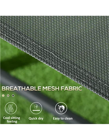 Outsunny Three-Piece Garden Seat Set, with Glass-Top Table - Dark Grey