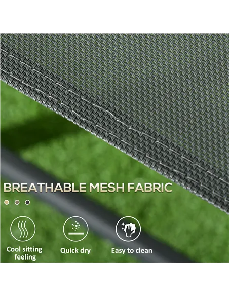 Outsunny Three-Piece Garden Seat Set, with Glass-Top Table - Dark Grey