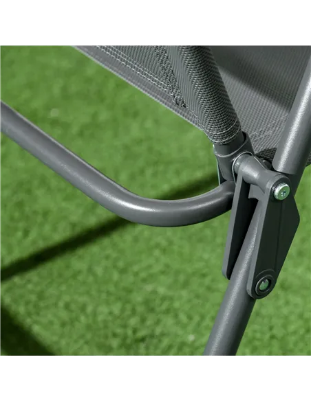 Outsunny Three-Piece Garden Seat Set, with Glass-Top Table - Dark Grey