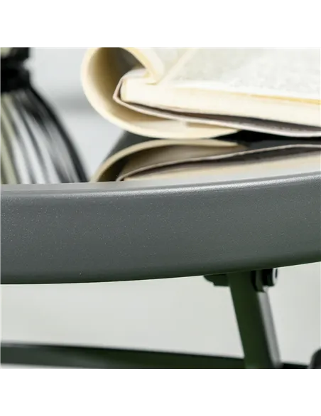 Outsunny Three-Piece Garden Seat Set, with Glass-Top Table - Dark Grey