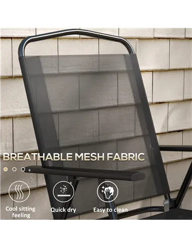 Outsunny Three-Piece Garden Seat Set, with Glass-Top Table - Black