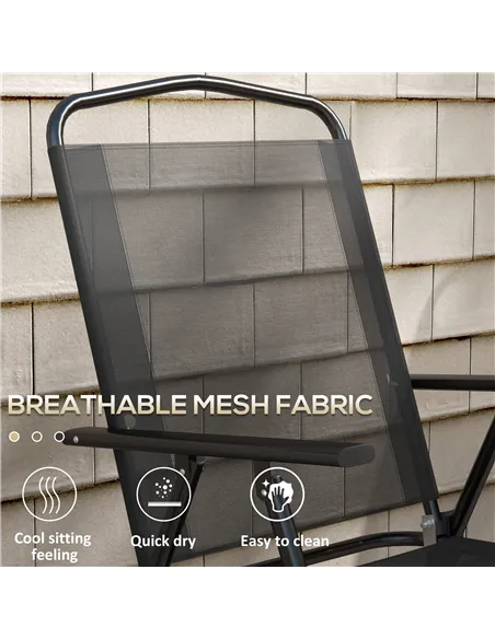 Outsunny Three-Piece Garden Seat Set, with Glass-Top Table - Black